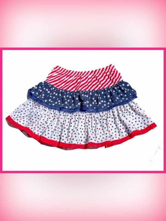Way To Celebrate Other - QUICK SHIP DISCOUNTED 4th of July Stars & Stripes Ruffle Tier Skort Skirt Girl 4